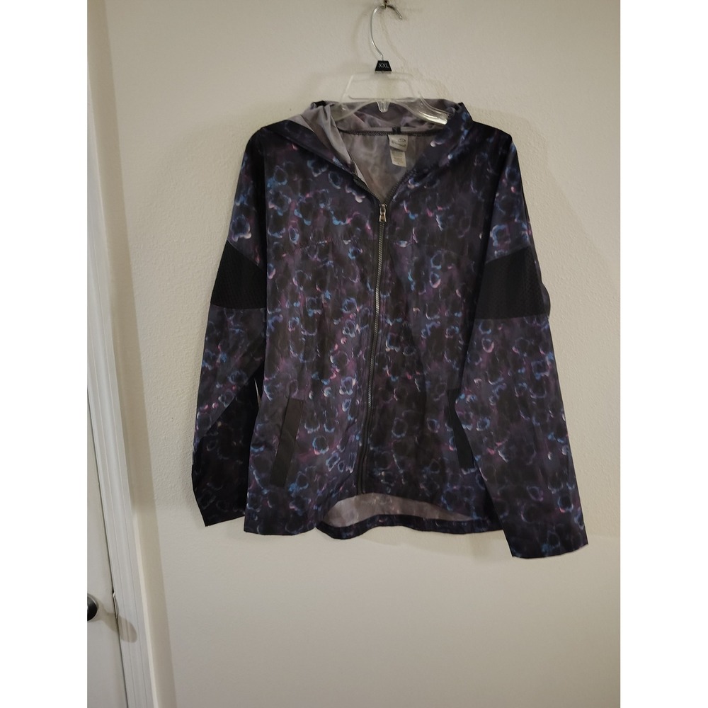Champion C9 XL Windbreaker Jacket Full Zip Hooded Purple Galaxy Print Mesh
